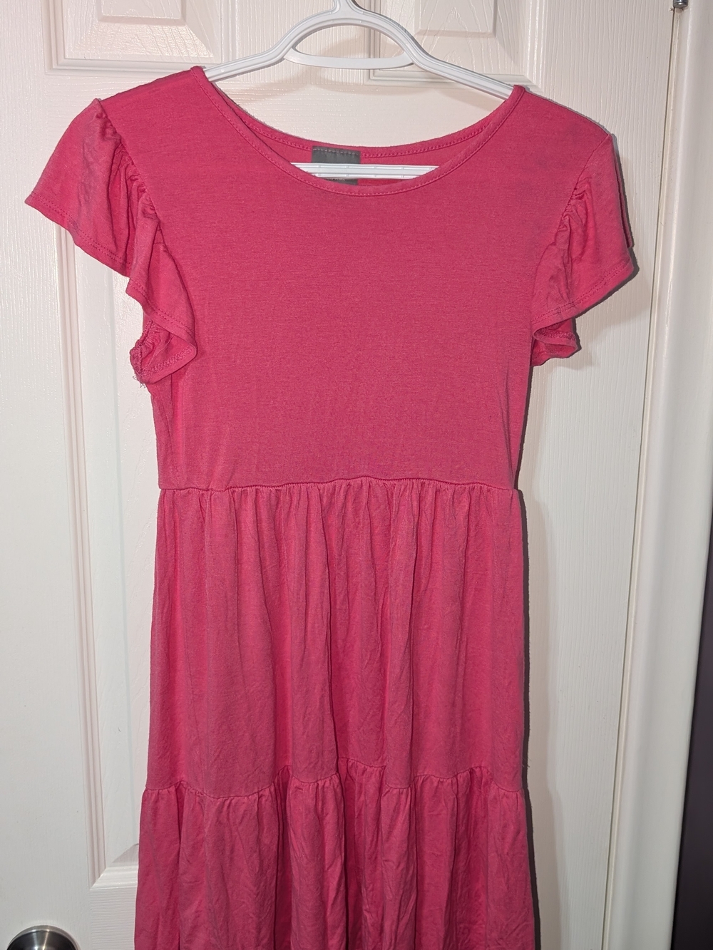 Olivia Rae Pink Flutter Sleeve Tiered Dress